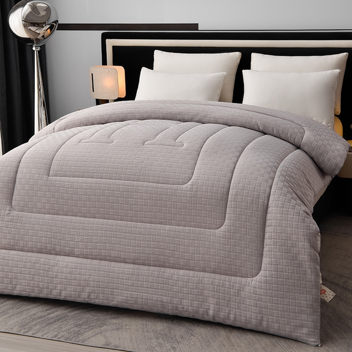 91家纺网 家纺一手货源 找家纺 招财狼家纺 2024新款华夫格羽丝被 贵族灰