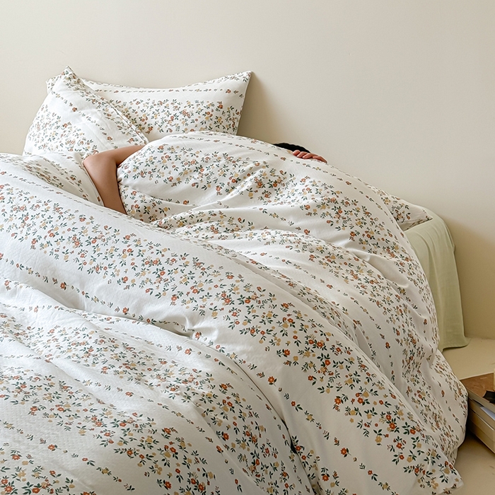 91家纺网 家纺一手货源 找家纺 窝米 2024全棉A类双层纱系列四件套 花那时