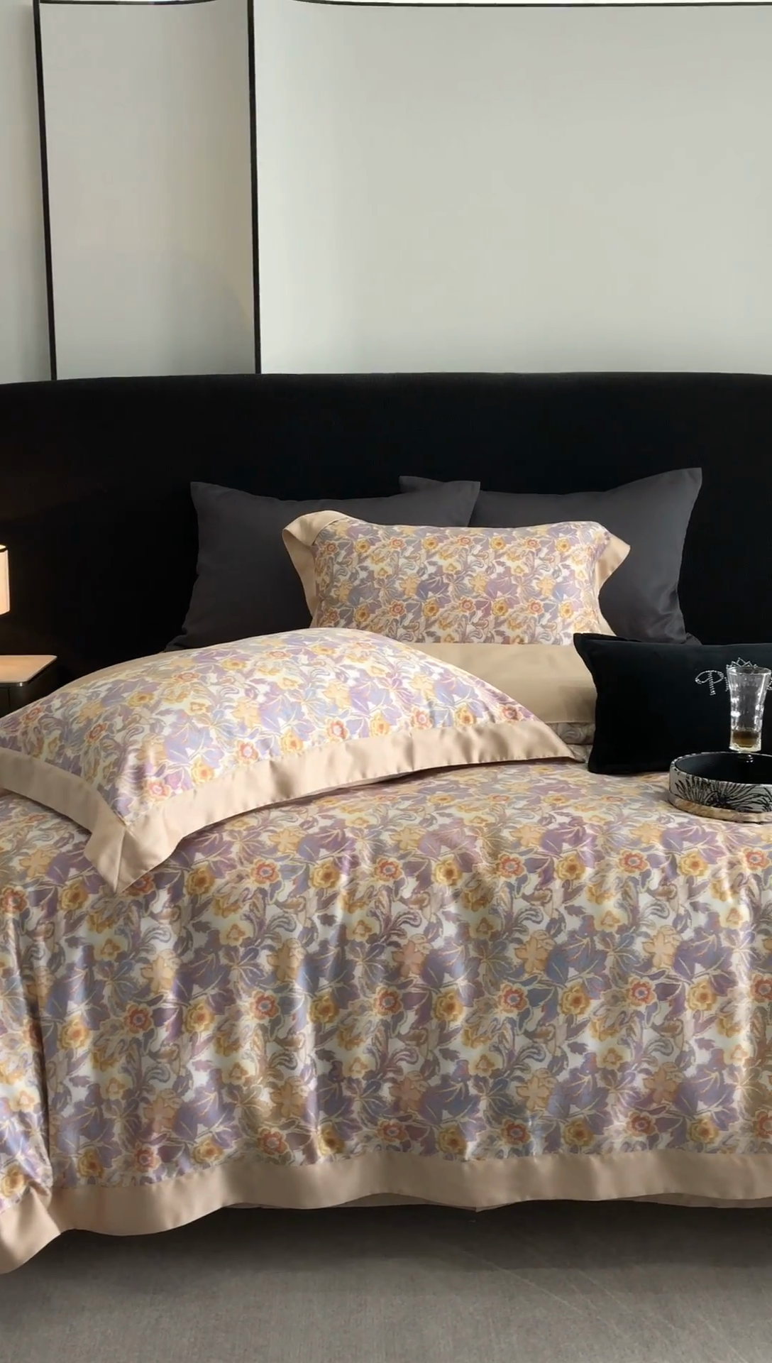 91家纺网 家纺一手货源 找家纺 2024新款60支兰精天丝数码印花四件套系列 比拉-白