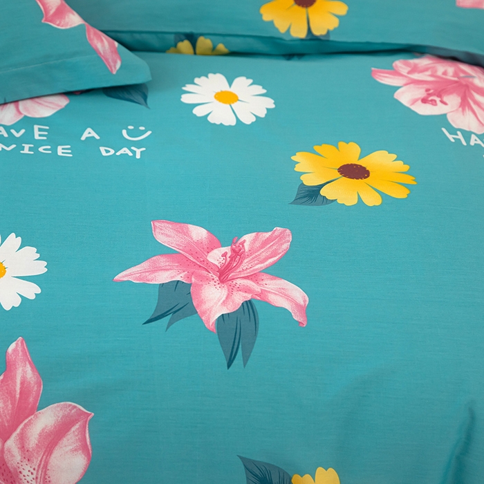 91家纺网 家纺一手货源 找家纺 2023新款12868全棉学生宿舍三件套卡通纯棉四件套花蕊