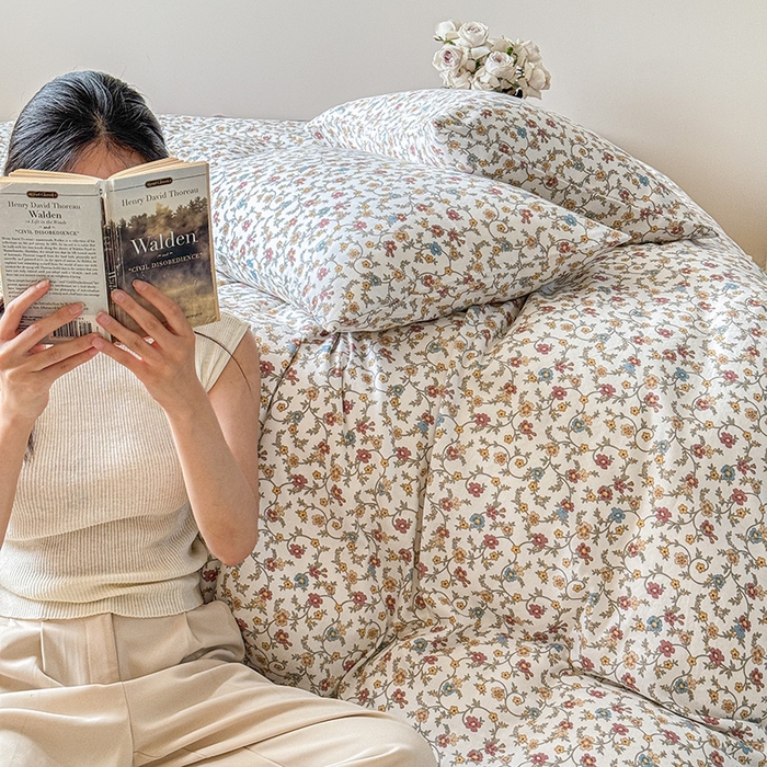 91家纺网 家纺一手货源 找家纺 窝米 2024全棉A类双层纱系列四件套 十里花田