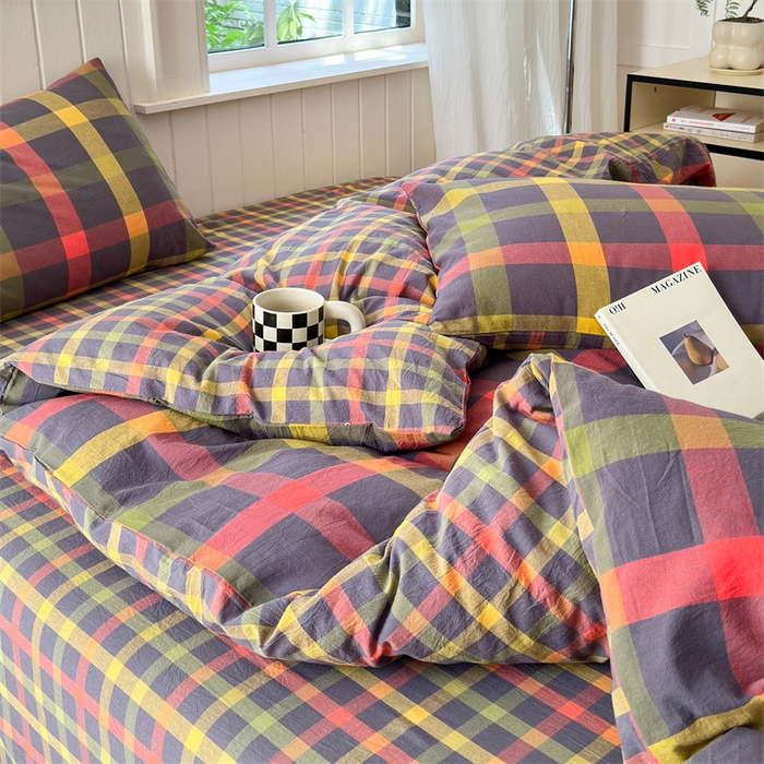 91家纺网 家纺一手货源 找家纺 北欧良品 2024新款A类全棉色织水洗棉单被套 牛油果双拼