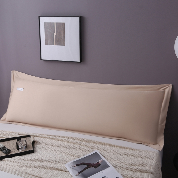 91家纺网 家纺一手货源 找家纺 2024新款100支长绒棉双人长枕套1.2m1.5米纯色全棉贡缎纯棉1.8加长枕头套 圣殿驼