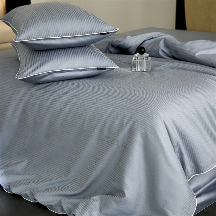 91家纺网 家纺一手货源 找家纺 安莱生活 2024新款60S天丝棉提花四件套三系列（银丝款）--天丝棉铂金简奢款 夏陌-冰雨蓝