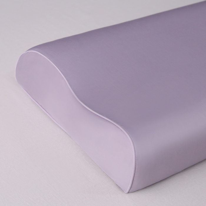 91家纺网 家纺一手货源 找家纺 2024新款100支双股长绒棉乳胶枕套全棉贡缎曲线立体记忆枕枕芯套35x55cm成人60x40cm 烟灰紫