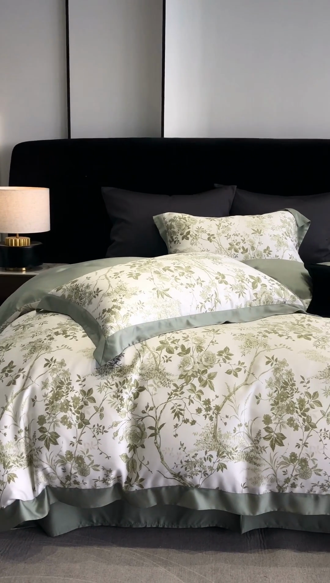 91家纺网 家纺一手货源 找家纺 2024新款60支兰精天丝数码印花四件套系列 玛亚-绿