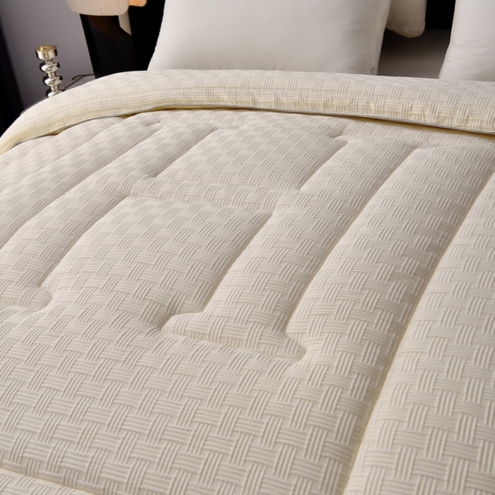 91家纺网 家纺一手货源 找家纺 招财狼家纺 2024新款华夫格羽丝被 极光白