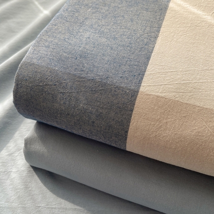 91家纺网 家纺一手货源 找家纺 （总）雅居纺家纺 2024新款全棉色织水洗棉单床单床笠-叠拍图