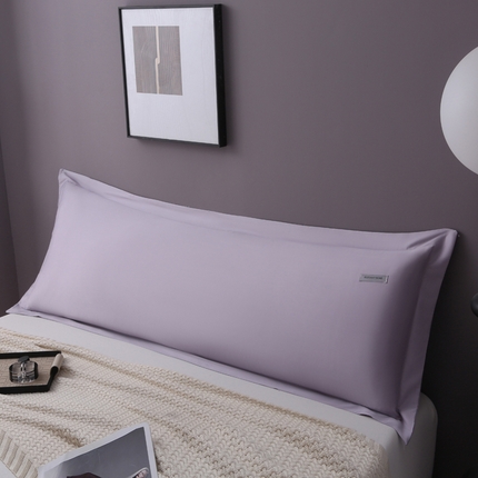 91家纺网 家纺一手货源 找家纺 2024新款100支长绒棉双人长枕套1.2m1.5米纯色全棉贡缎纯棉1.8加长枕头套 烟灰紫