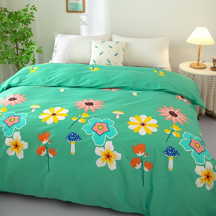 91家纺网 家纺一手货源 找家纺  雨萝家纺 2023新款12868全棉被罩纯棉被套春田花