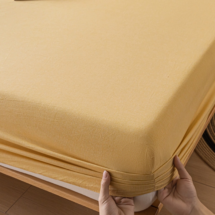 91家纺网 家纺一手货源 找家纺 雅居纺家纺 2024新款全棉色织水洗棉床笠 床笠-千鸟格黄