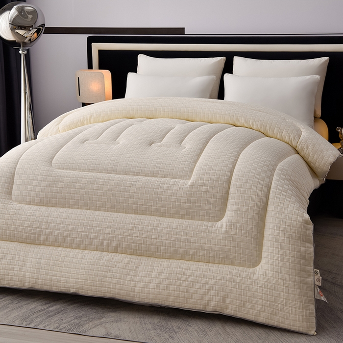 91家纺网 家纺一手货源 找家纺 招财狼家纺 2024新款华夫格羽丝被 极光白