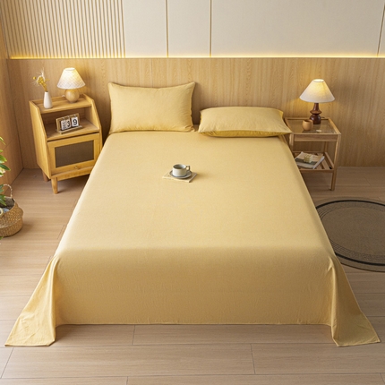 雅居纺家纺 2024新款全棉色织水洗棉单床单 床单-千鸟格黄