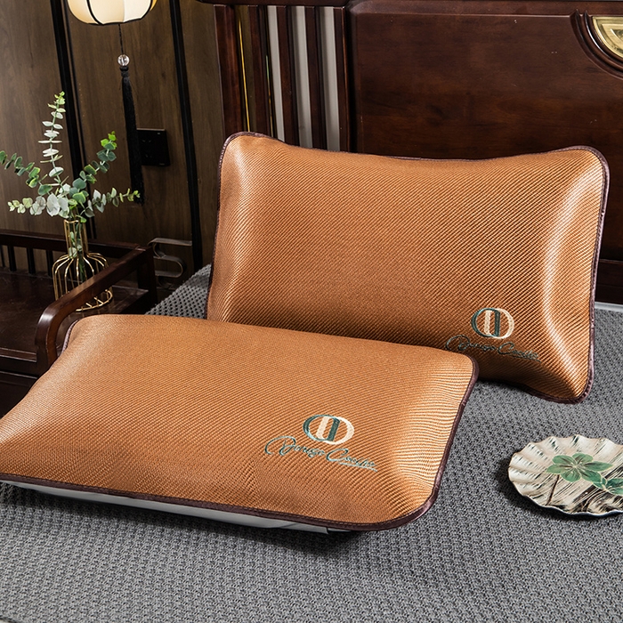 91家纺网 家纺一手货源 找家纺 织布人 2024新款夏凉冰丝枕套冰藤枕套凉席枕套单枕套单枕芯48*74 CD刺绣圆角/单枕套