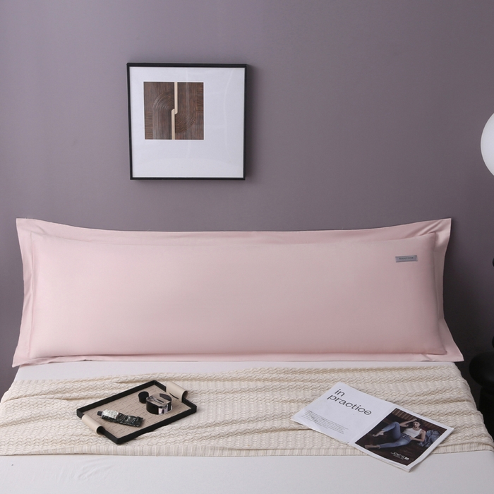 91家纺网 家纺一手货源 找家纺 2024新款100支长绒棉双人长枕套1.2m1.5米纯色全棉贡缎纯棉1.8加长枕头套 初荷