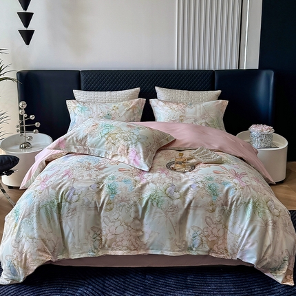 棠颂家纺 2025新款全棉有机棉纯棉数码印花四件套纯棉套件 简爱