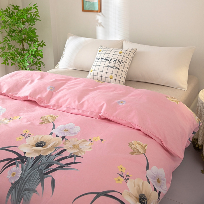 91家纺网 家纺一手货源 找家纺  雨萝家纺 2023新款12868全棉被罩纯棉被套梦想花开