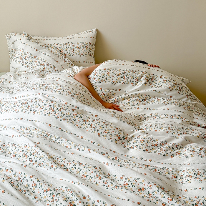 91家纺网 家纺一手货源 找家纺 窝米 2024全棉A类双层纱系列四件套 花那时