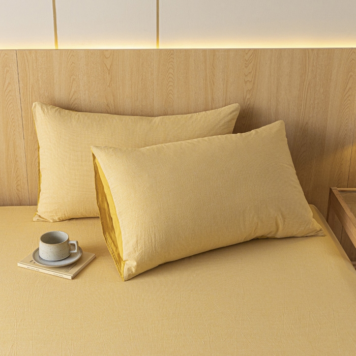 91家纺网 家纺一手货源 找家纺 雅居纺家纺 2024新款全棉色织水洗棉单床单 床单-千鸟格黄