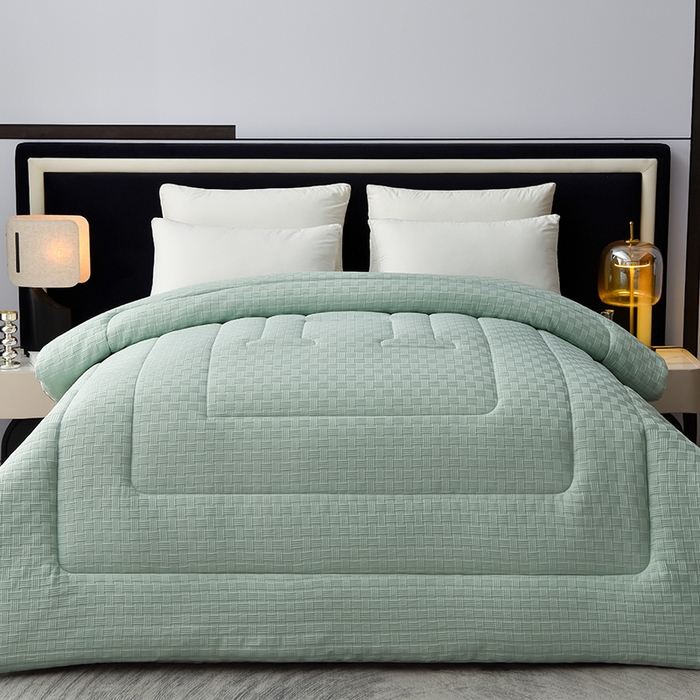 91家纺网 家纺一手货源 找家纺 招财狼家纺 2024新款华夫格羽丝被 贵族水兰