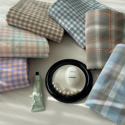 91家纺网 家纺一手货源 找家纺 （总）雅居纺家纺 2024新款全棉色织水洗棉单床单床笠-叠拍图