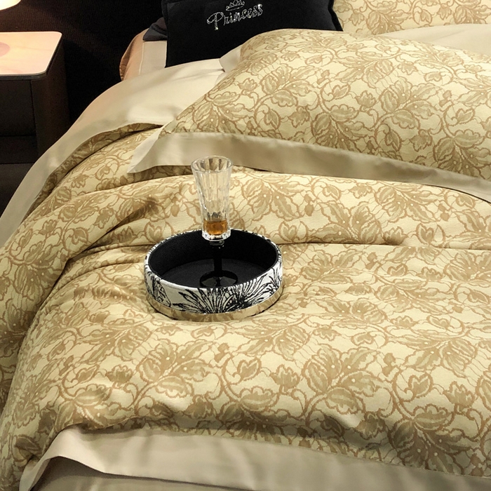 91家纺网 家纺一手货源 找家纺 2024新款60支兰精天丝数码印花四件套系列 帕特-黄