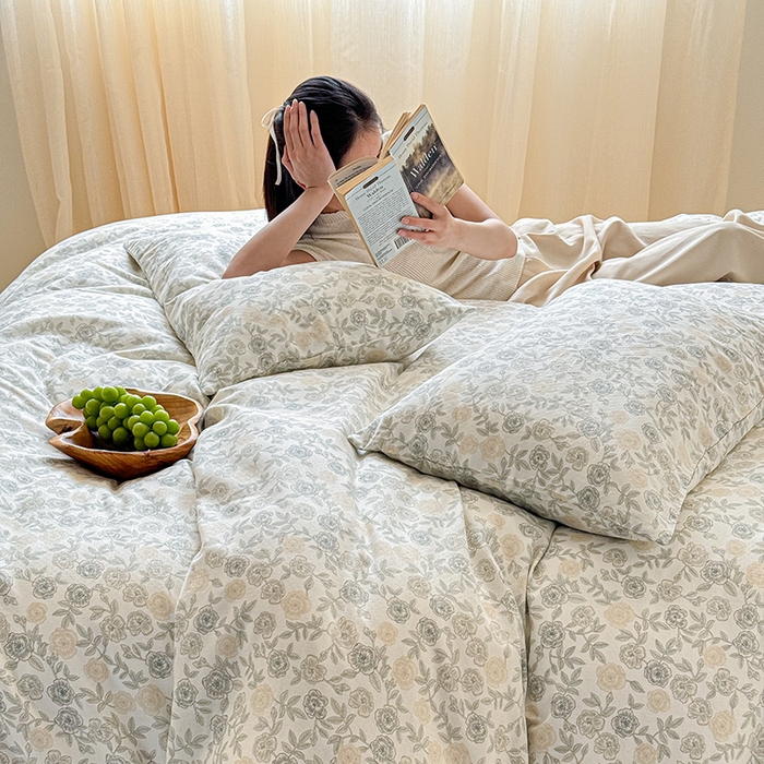 91家纺网 家纺一手货源 找家纺 窝米 2024全棉A类双层纱系列四件套 椿山