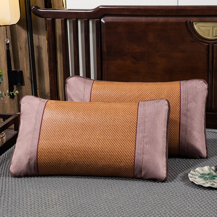 91家纺网 家纺一手货源 找家纺 织布人 2024新款夏凉冰丝枕套冰藤枕套凉席枕套单枕套单枕芯48*74 彩藤圆角/单枕套 