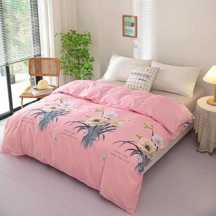 91家纺网 家纺一手货源 找家纺  雨萝家纺 2023新款12868全棉被罩纯棉被套梦想花开