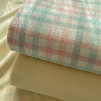 91家纺网 家纺一手货源 找家纺 （总）雅居纺家纺 2024新款全棉色织水洗棉单床单床笠-叠拍图