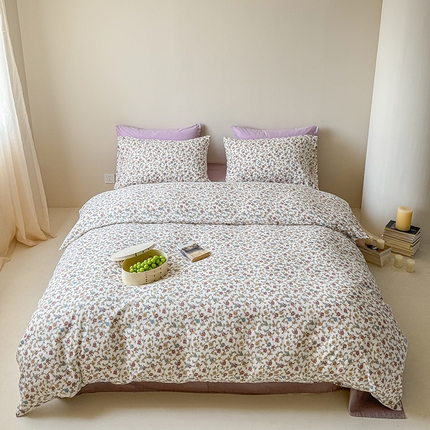 91家纺网 家纺一手货源 找家纺 窝米 2024全棉A类双层纱系列四件套 十里花田