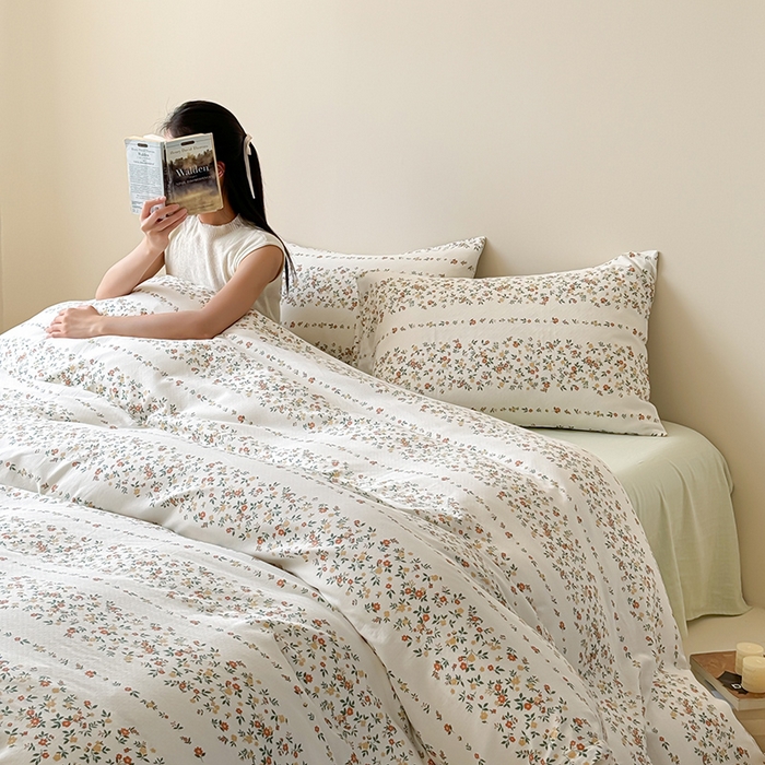 91家纺网 家纺一手货源 找家纺 窝米 2024全棉A类双层纱系列四件套 花那时