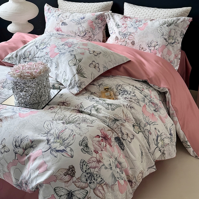 91家纺网 家纺一手货源 找家纺 棠颂家纺 2025新款全棉有机棉纯棉数码印花四件套纯棉套件 繁花