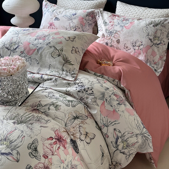 91家纺网 家纺一手货源 找家纺 棠颂家纺 2025新款全棉有机棉纯棉数码印花四件套纯棉套件 繁花