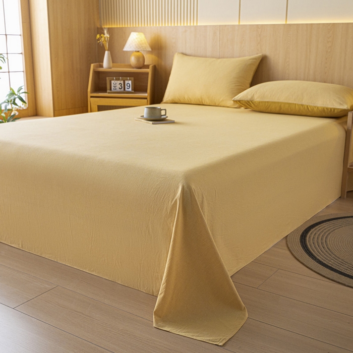 91家纺网 家纺一手货源 找家纺 雅居纺家纺 2024新款全棉色织水洗棉单床单 床单-千鸟格黄