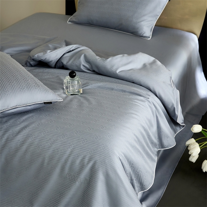 91家纺网 家纺一手货源 找家纺 安莱生活 2024新款60S天丝棉提花四件套三系列（银丝款）--天丝棉铂金简奢款 夏陌-冰雨蓝