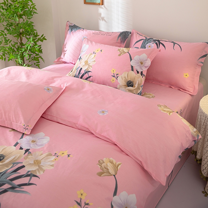 91家纺网 家纺一手货源 找家纺 2023新款12868全棉学生宿舍三件套卡通纯棉四件套梦想花开