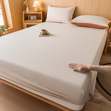 雅居纺家纺 2024新款全棉色织水洗棉床笠 床笠-细条焦糖