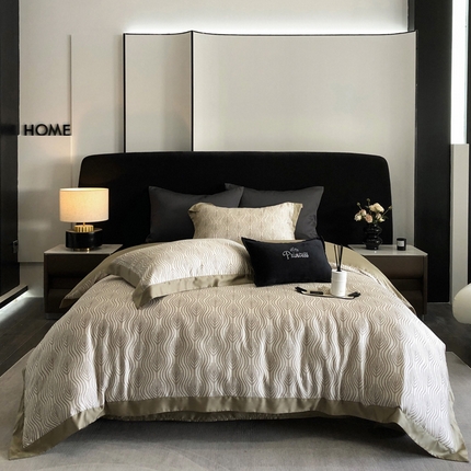 91家纺网 家纺一手货源 找家纺 2024新款60支兰精天丝数码印花四件套系列 格雷-咖