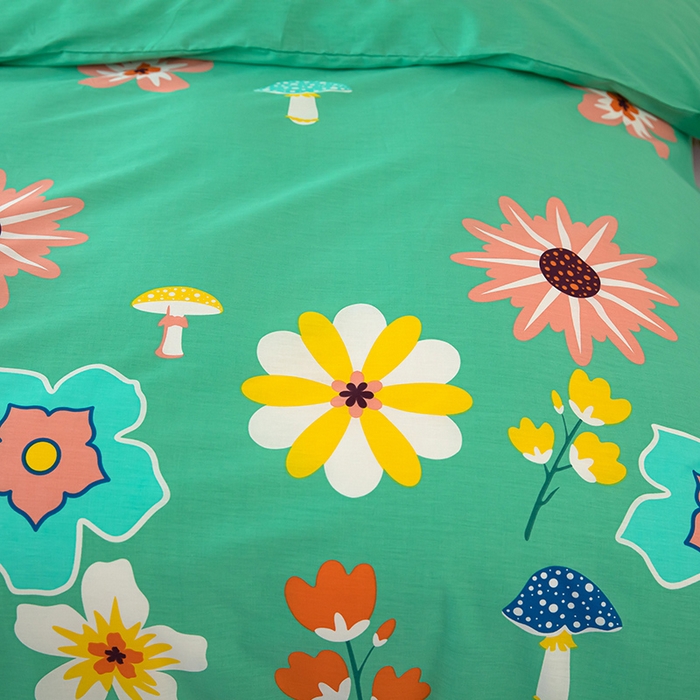 91家纺网 家纺一手货源 找家纺  雨萝家纺 2023新款12868全棉被罩纯棉被套春田花