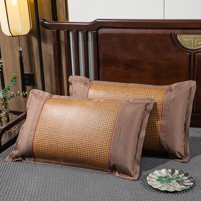 91家纺网 家纺一手货源 找家纺 织布人 2024新款夏凉冰丝枕套冰藤枕套凉席枕套单枕套单枕芯48*74 方格直角/单枕套 