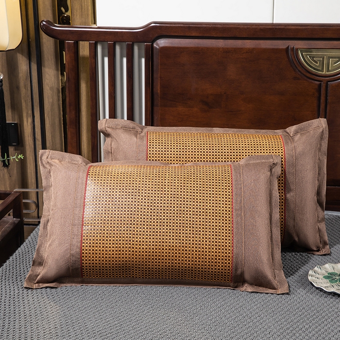 91家纺网 家纺一手货源 找家纺 织布人 2024新款夏凉冰丝枕套冰藤枕套凉席枕套单枕套单枕芯48*74 方格直角/单枕套 