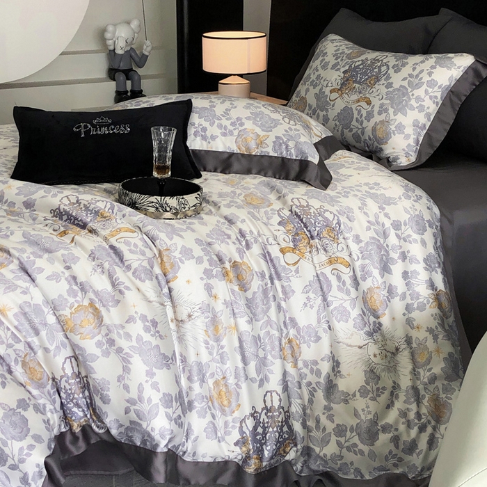 91家纺网 家纺一手货源 找家纺 2024新款60支兰精天丝数码印花四件套系列 萨亚-蓝