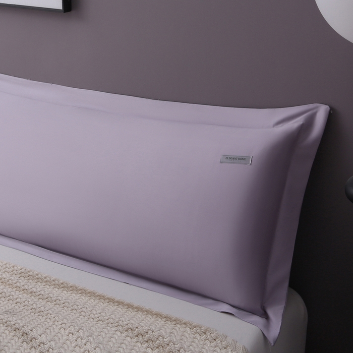 91家纺网 家纺一手货源 找家纺 2024新款100支长绒棉双人长枕套1.2m1.5米纯色全棉贡缎纯棉1.8加长枕头套 烟灰紫