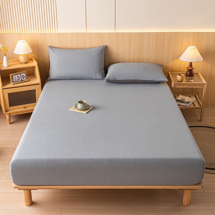 91家纺网 家纺一手货源 找家纺 雅居纺家纺 2024新款全棉色织水洗棉床笠 床笠-千鸟格灰