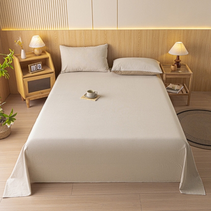 雅居纺家纺 2024新款全棉色织水洗棉单床单 床单-千鸟格卡其