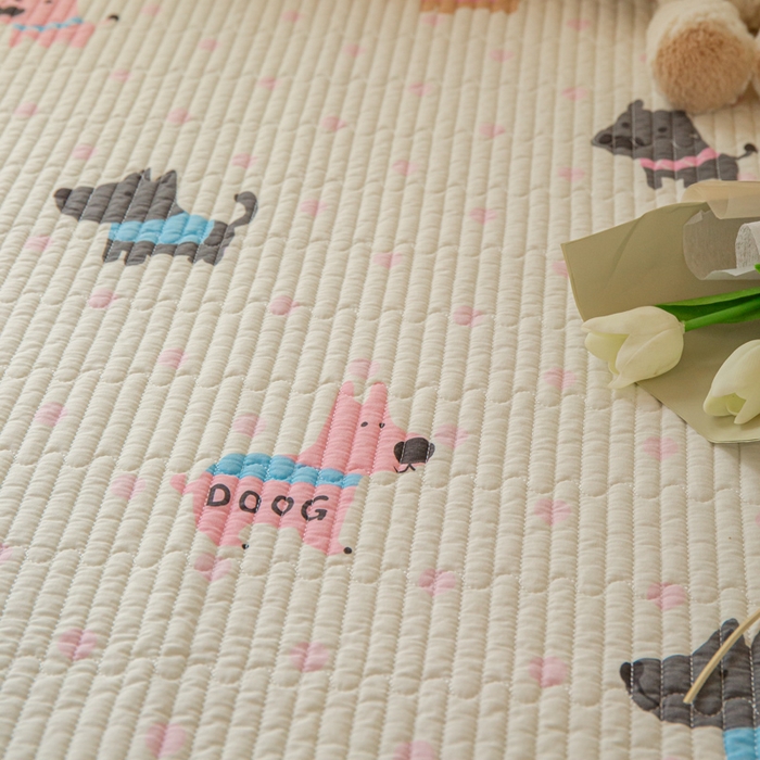 91家纺网 家纺一手货源 找家纺 茉夕 2024新款学生宿舍上下铺全棉床盖 狗狗立大功