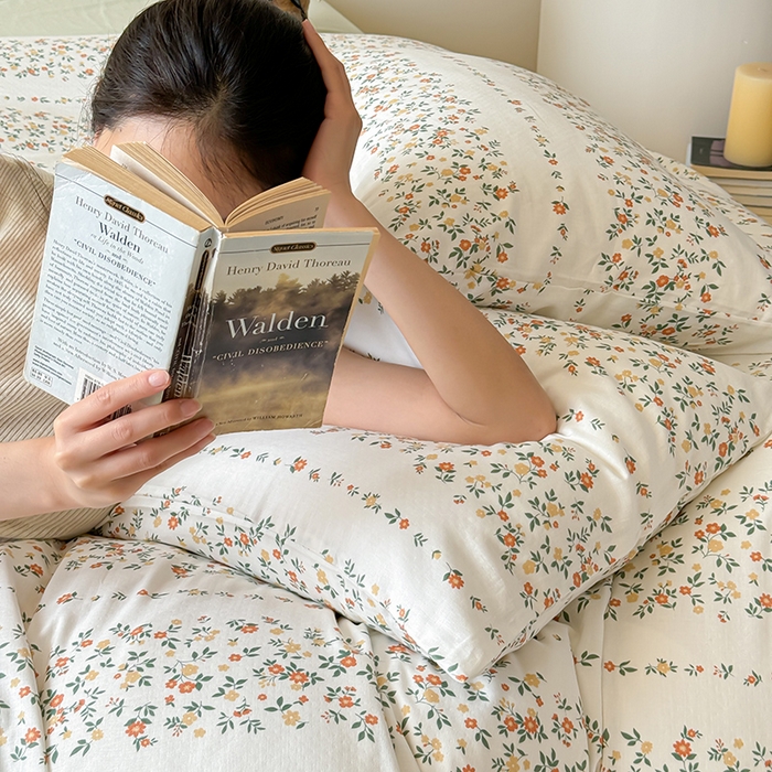 91家纺网 家纺一手货源 找家纺 窝米 2024全棉A类双层纱系列四件套 花那时