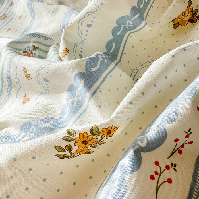 91家纺网 家纺一手货源 找家纺 美达家纺 2025新款全棉半夹棉花边床盖四件套 香榭丽舍