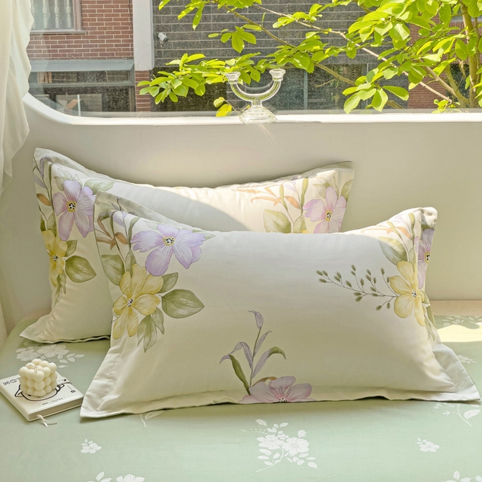 91家纺网 家纺一手货源 找家纺 恩泽 2024新款ins风全棉单品枕套 花都丽影